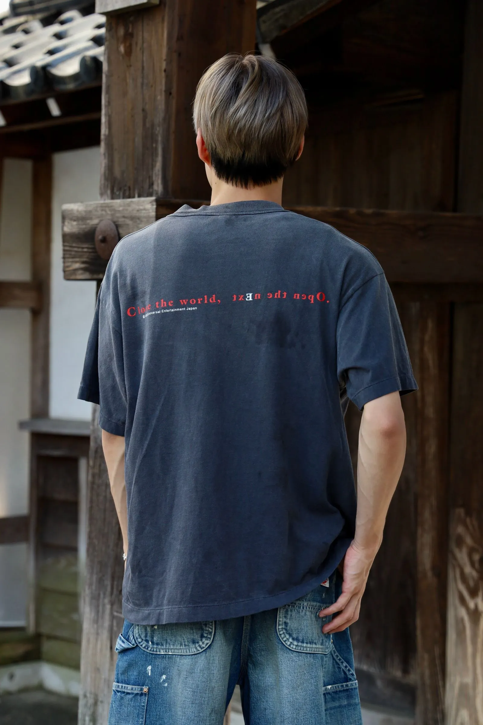 SAINT Mxxxxxx × serial experiments lain × GEEKS RULE GS_SS TEE/LAIN/BLK Sci-fi anime <Lingyin> co-branded ringing tone distressed short-sleeves Washed black S-XL Super rich and delicate printing technology perfectly shows the authentic details Customized co-branded accessories The real correct version Ready-made clothes Assute dyeing Washed to make old Maliu water faded